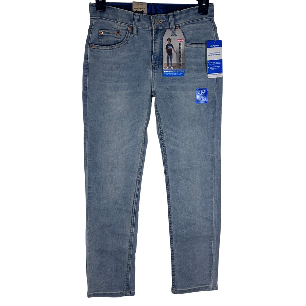 Levi Strauss 502 Regular Taper Jeans Light Wash Stretch Adjustable Boys 10 NEW